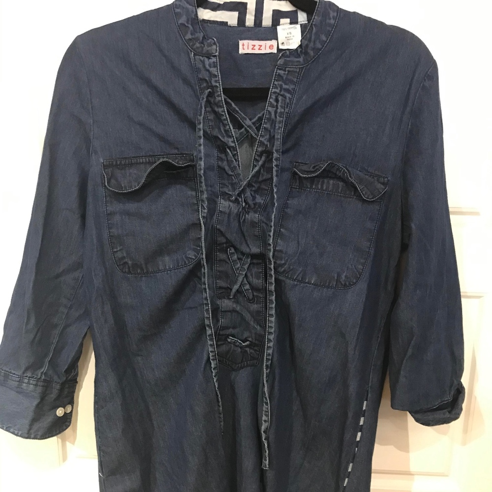 XS Tizzie Lace-Up Denim Tunic